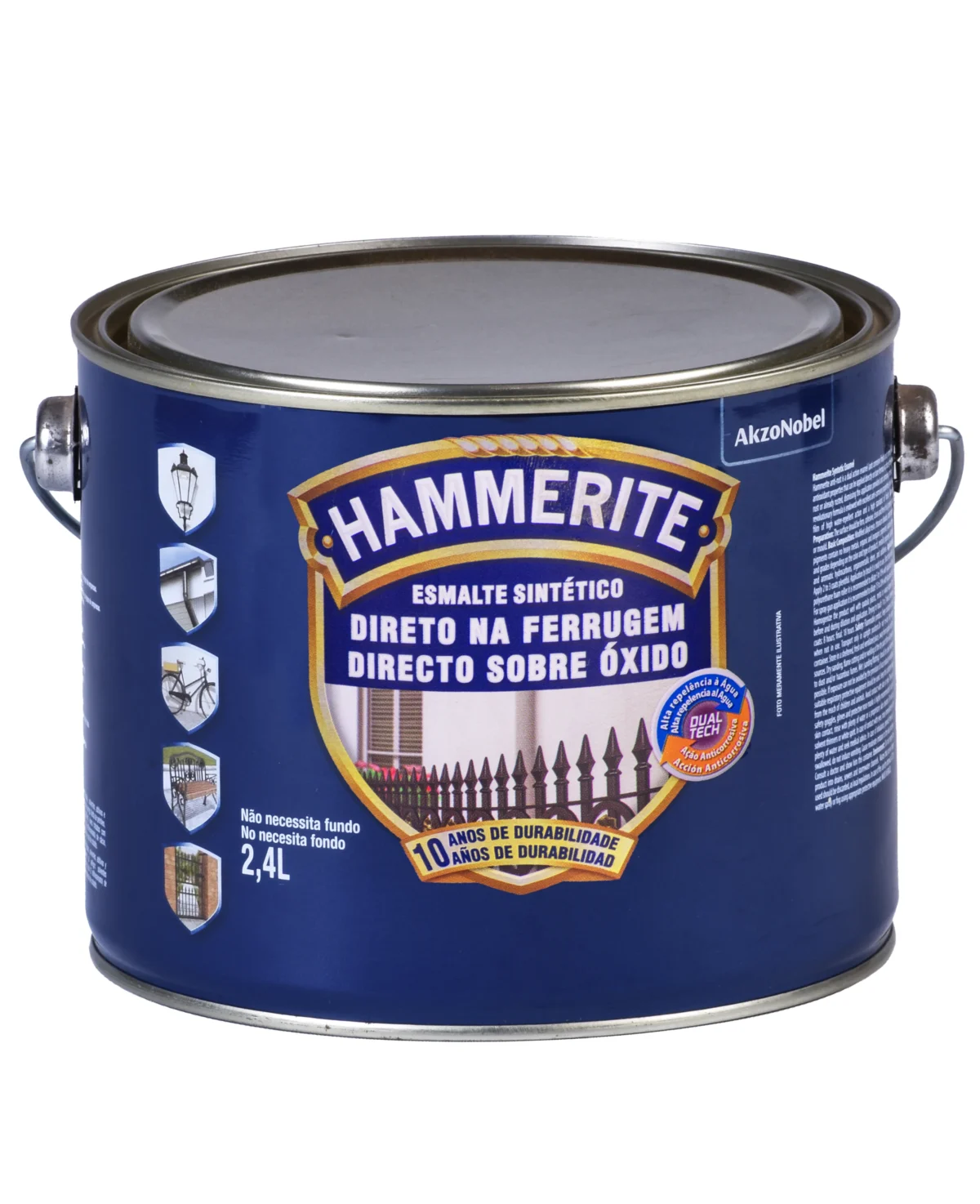 Hammerite esmalte directo 2,4 l HAMMERITE LISO BRILLANTE 2,4 Lts - Imagen 1